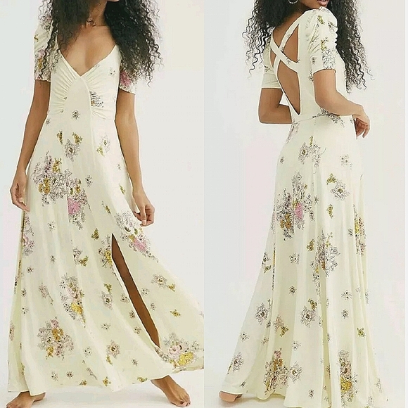 NWT🌸OFFER🌸 Free People Floral Ivory Maxi Dress, Small - Picture 2 of 13
